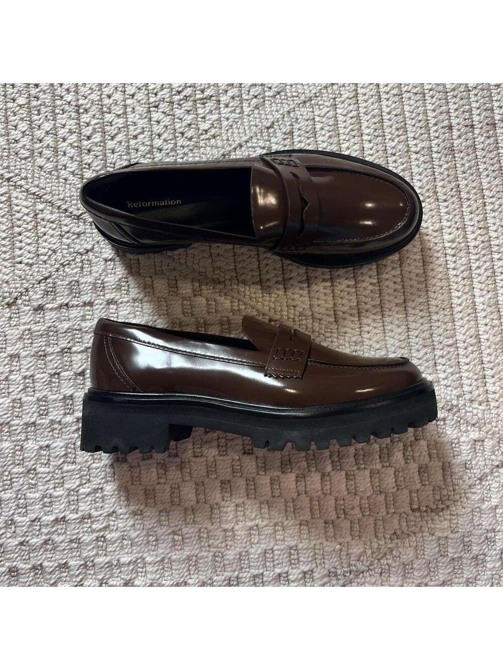 Reformation Agathea Chunky Loafers in Espresso Leather - Picture 3 of 8
